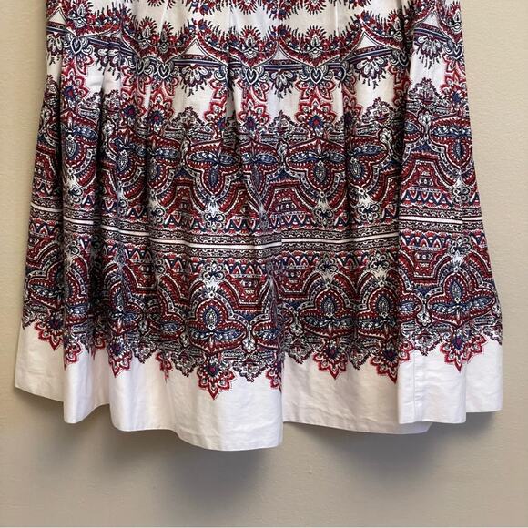 Talbots 10 fit & flare midi skirt white red blue bohemian classy elegant - Picture 3 of 7